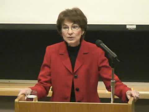Screen shot of Marcia Angell during a lecture