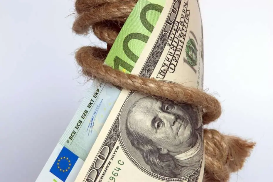 Money tied up with rope